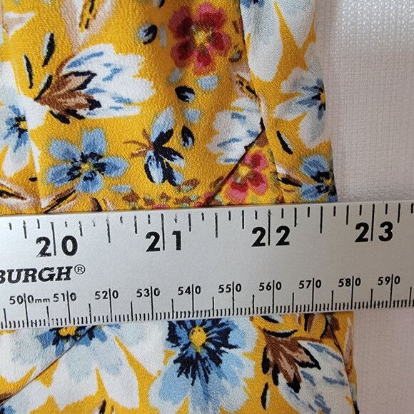 Time and Tru Womens Tunic Top Plus Size XL 16/18 Yellow Floral Ruffled Peplum - Picture 7 of 12